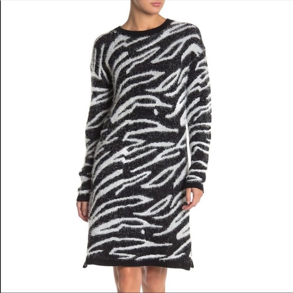 animal print turtleneck dress